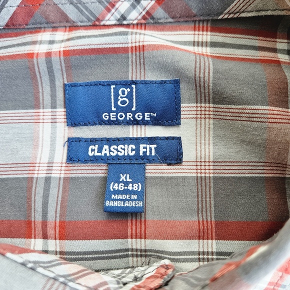 George Mens Classic Fit Button Up Short Sleeve Shirt Grey XL (46-48) - Picture 4 of 10